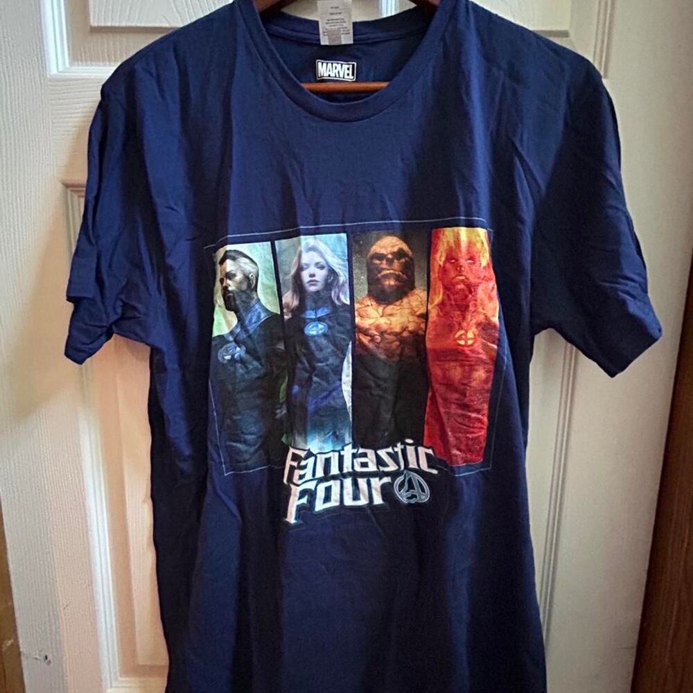 Marvel Men's Navy and Blue T-shirt